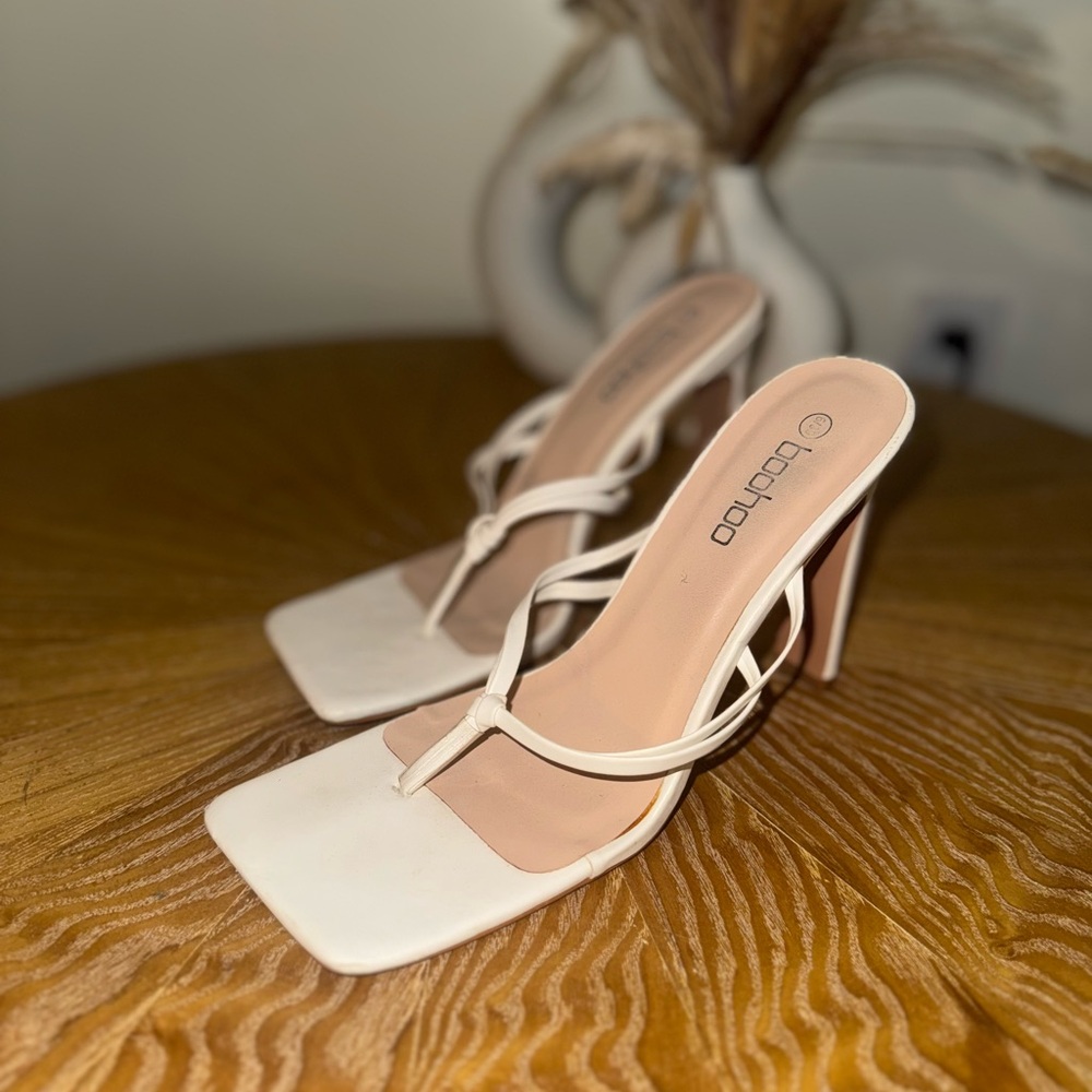 Boohoo Off-White Strappy Heels